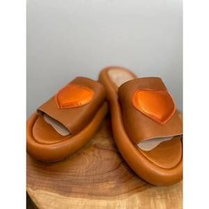 NEW PMK SHOES women's heart platform slides in brown